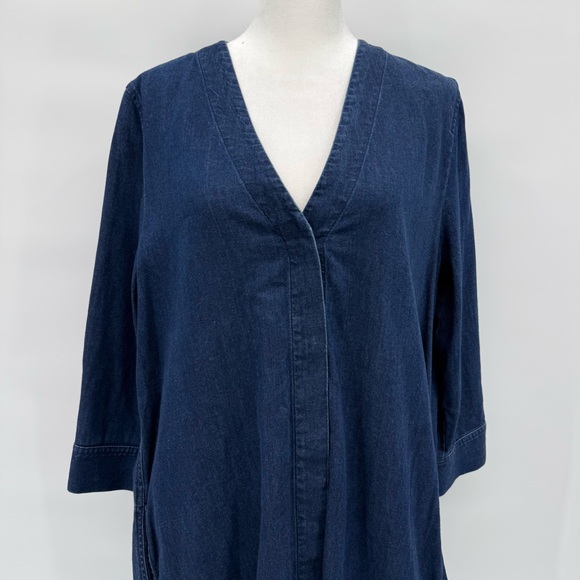 COS Mini Shift Dress Size 8 Denim Long‎ Sleeve Minimalist Clean Basic - Picture 4 of 11